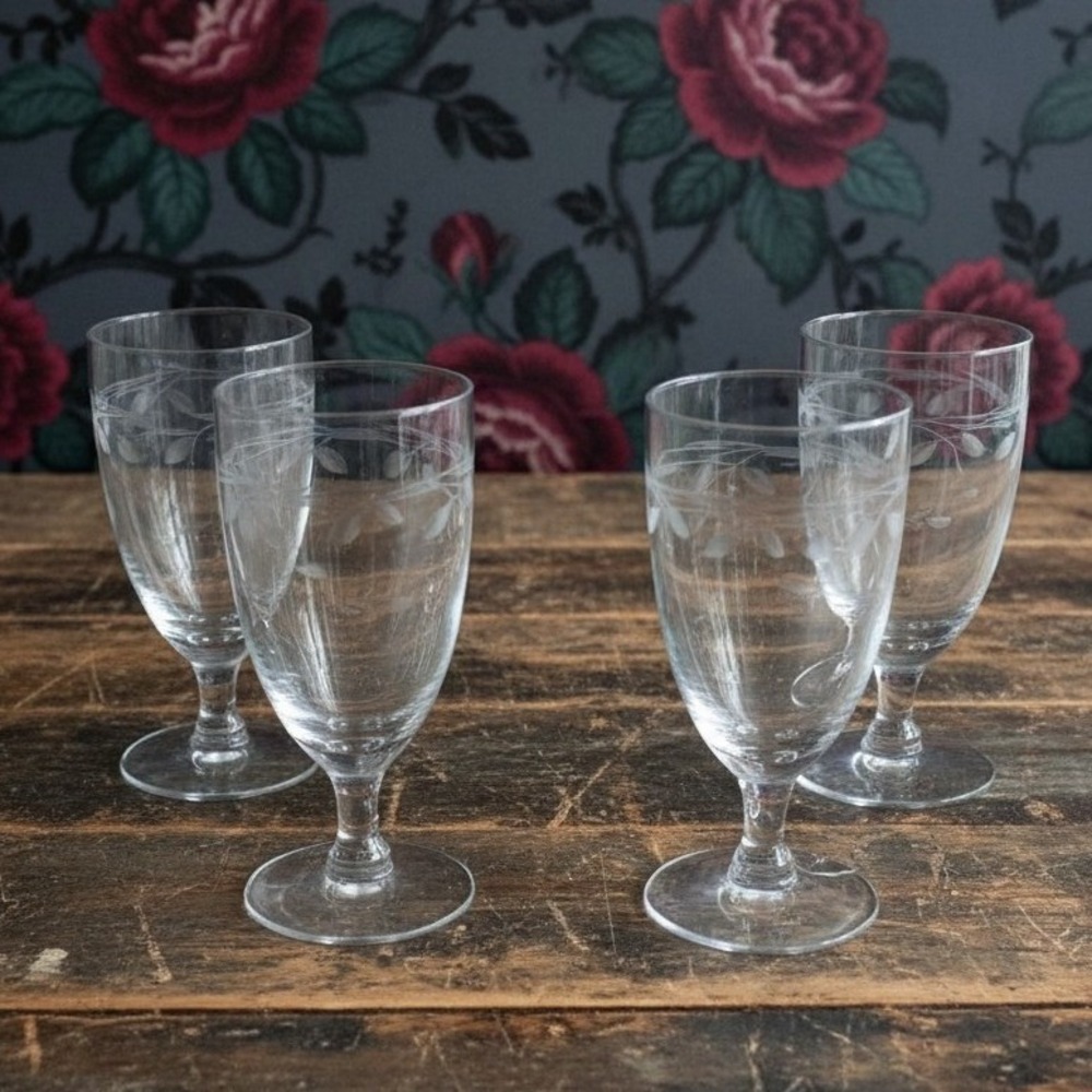 Princess House Heritage Set of 4 Stemmed Juice Glasses